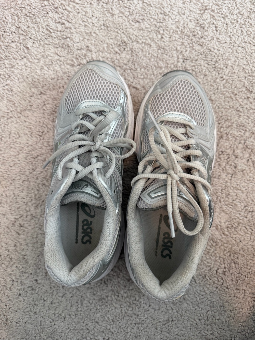 ASICS Women's Silver Mesh Athletic Sneakers - Cushioned Support